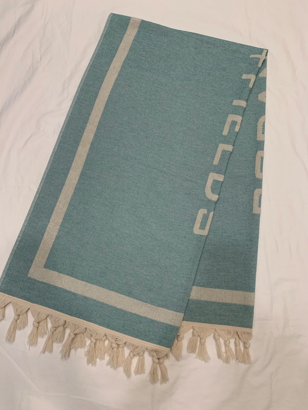 Rodan + Fields Riviera Towel Company Blue Striped Turkish Beach Towel 36x70